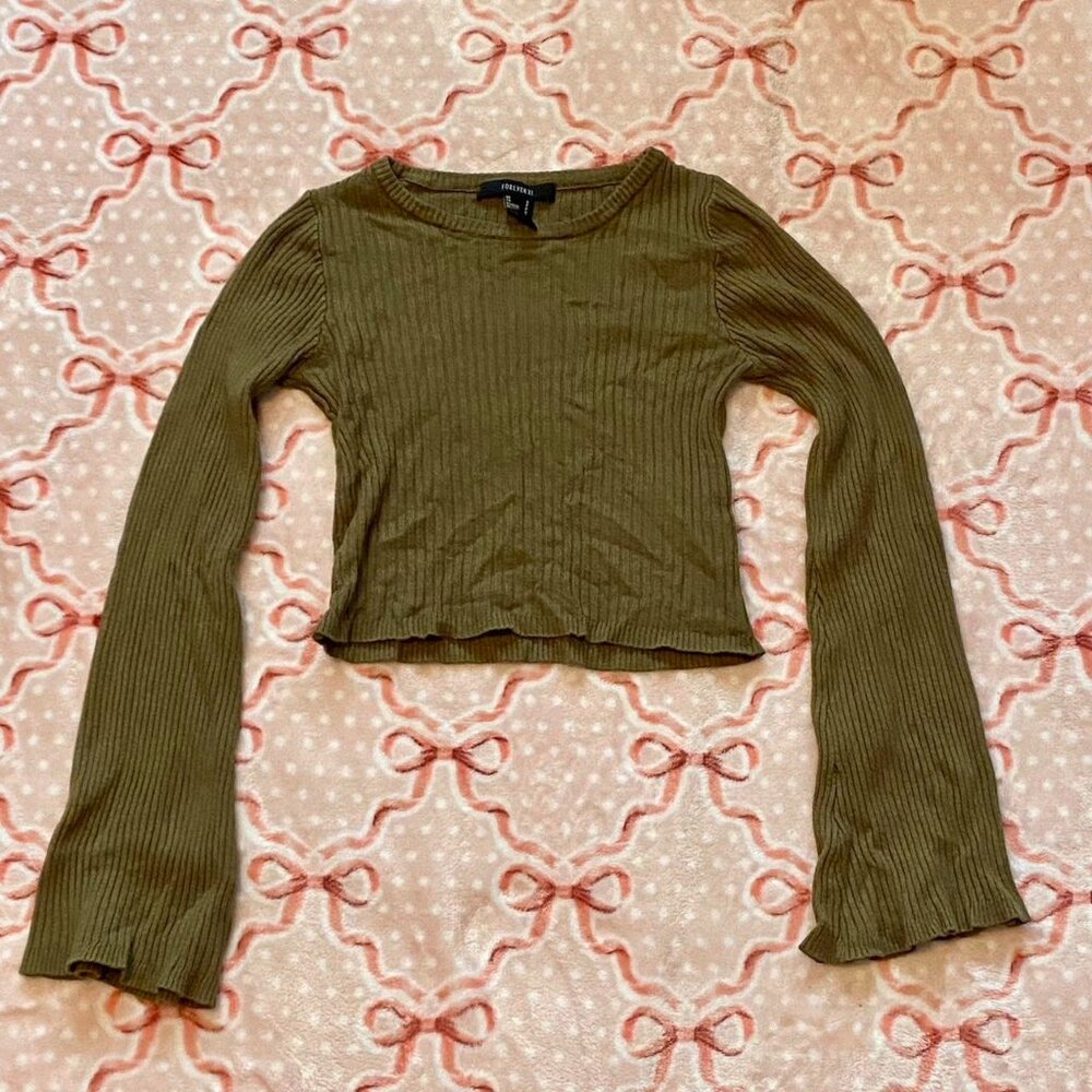 Forever 21 Women's Khaki and Green Long Sleeve